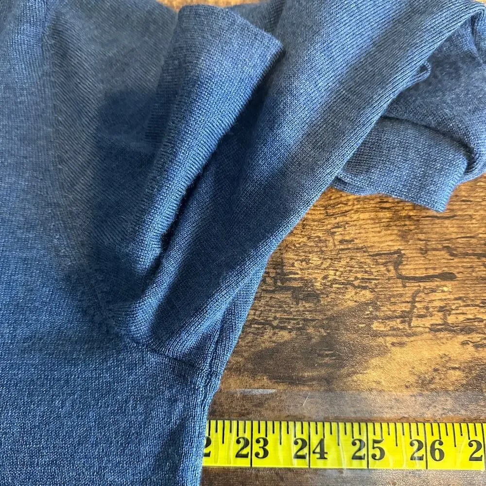 Joseph Abboud 100 Merino Wool Sweater XL Blue Quarter Zip Preppy Minimalist EUC